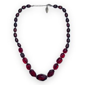 Coldwater Creek Crimson Red Beaded Statement Necklace